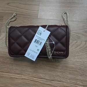 DKNY Quilted Burgundy Chain Clutch